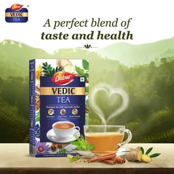 Ведический чай от Дабура - Отобрано вручную из Ассама, Нилгири и Дарджилинга | Душевный аромат и насыщенный вкус | 30+ аюрведических трав | Черный чай