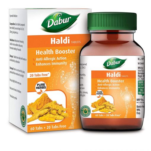 Дабур Халди (Куркума) - Усилитель здоровья, Антиаллерген, Повышает иммунитет | DABUR Haldi Tablet - Health Booster, Anti Allergen, Enhances Immunity